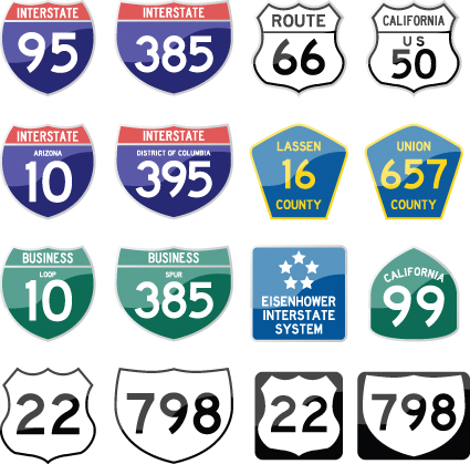 Different Road signs design vector 03