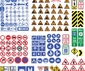 Different Road signs design vector 04