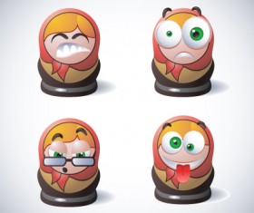 Funny Russia style smileys icons vector 03
