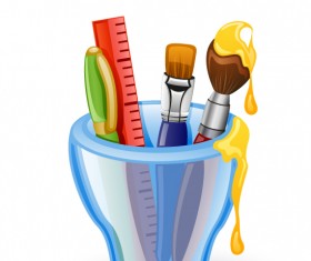 Objects School supplies design vector 03
