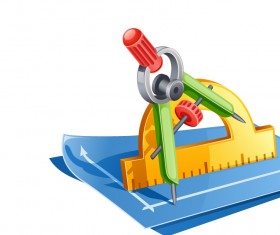 Objects School supplies design vector 05