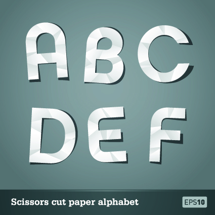 Vector Scissors cut paper alphabet art 01