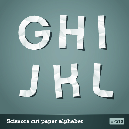 Vector Scissors cut paper alphabet art 02