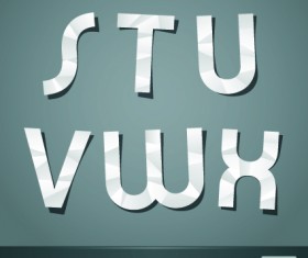 Vector Scissors cut paper alphabet art 03