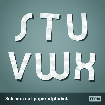 Vector Scissors cut paper alphabet art 03