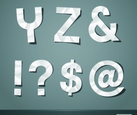 Vector Scissors cut paper alphabet art 04