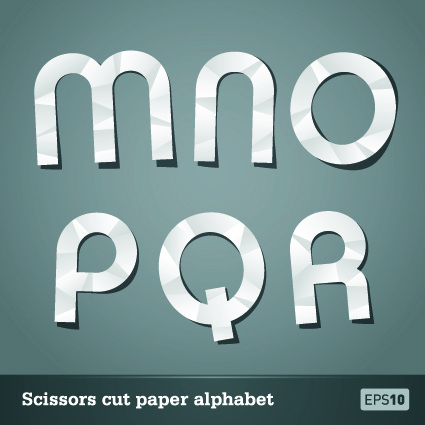 Vector Scissors cut paper alphabet art 05
