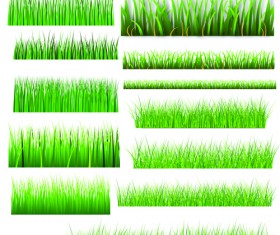 Vector Green Grass Elements set 04