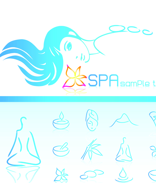Woman with Spa Salon elements vector 01