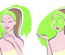 Woman with Spa Salon elements vector 02
