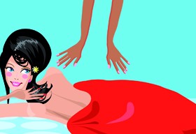 Woman with Spa Salon elements vector 03