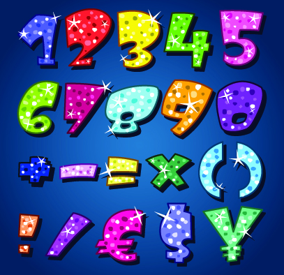 Sparkling alphabet and numbers design vector 01