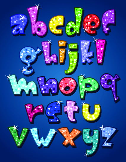 Sparkling alphabet and numbers design vector 03