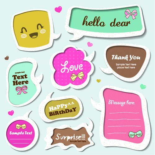 Cute Speech Bubbles for you text vector 08