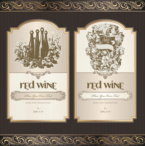 Download Vintage Elements of Wine Labels vector material 01 free ...