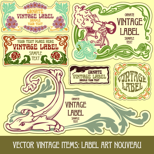 Vintage Label art design vector set 01