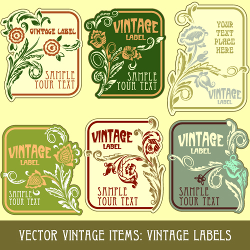 Vintage Label art design vector set 04