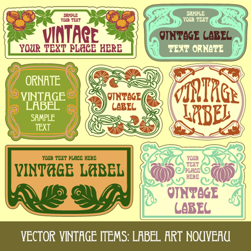 Vintage Label art design vector set 06