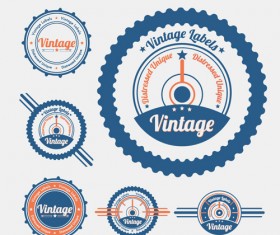Vintage Object Labels design elements vector 02