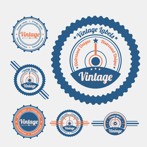 Vintage Object Labels design elements vector 02