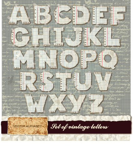Vintage Spelling alphabet vector 01