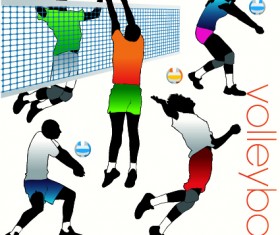 Volleyball silhouettes vector set