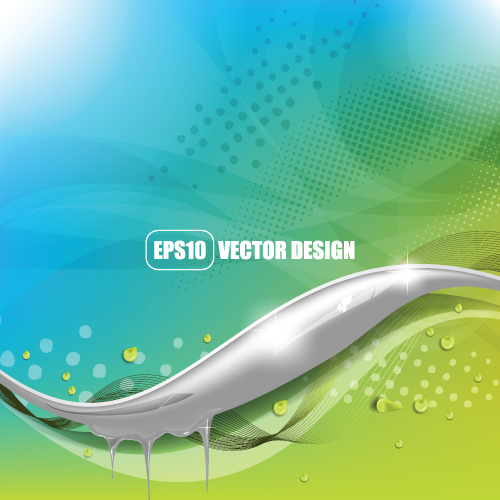 Wave with Water Drop background vector 01