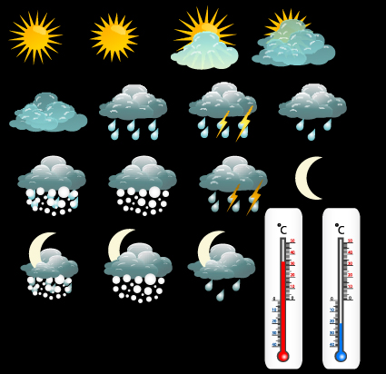 Various Weather icon vector set 03