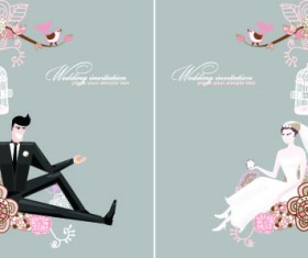 Stylish Wedding card design elements 01