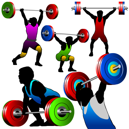 Weightlifting silhouettes vector