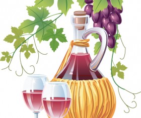 Retro Wine and food design vector 01