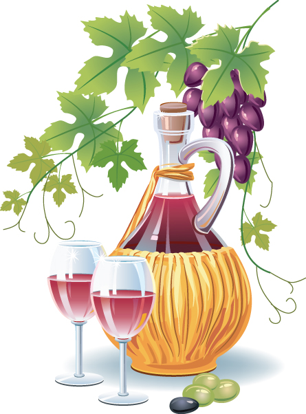Retro Wine and food design vector 01