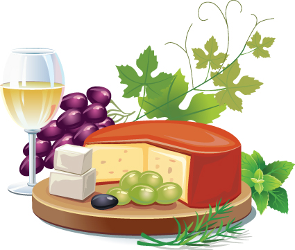 Retro Wine and food design vector 03