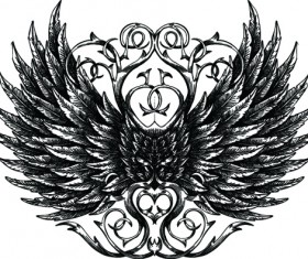 Draw Wings Ornaments design vector 01