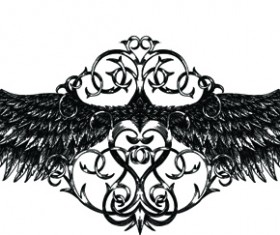 Draw Wings Ornaments design vector 02
