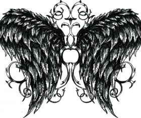Draw Wings Ornaments design vector 03
