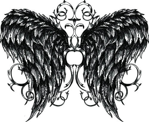 Draw Wings Ornaments design vector 03