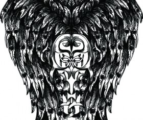 Draw Wings Ornaments design vector 04