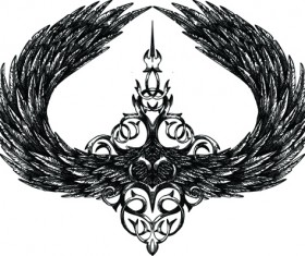 Draw Wings Ornaments design vector 05