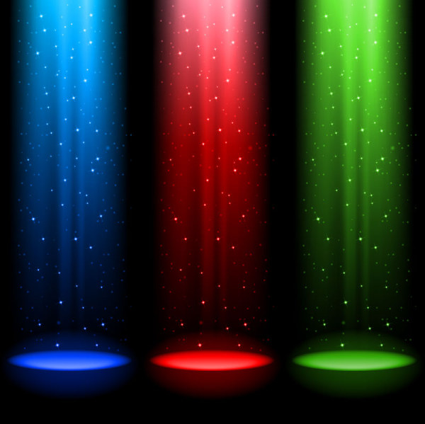 Rainbow Stage spotlights vector background 05