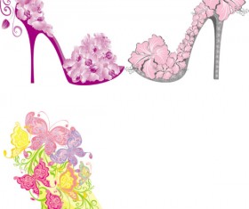 Floral high-heel shoe design vector