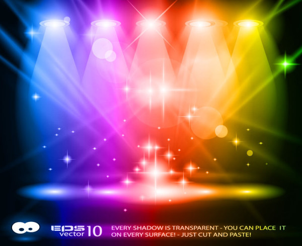 Rainbow Stage spotlights vector background 02