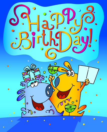 Funny cartoon birthday cards vector 01 free download