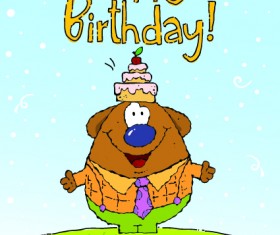 Cartoon birthday card template vector free download