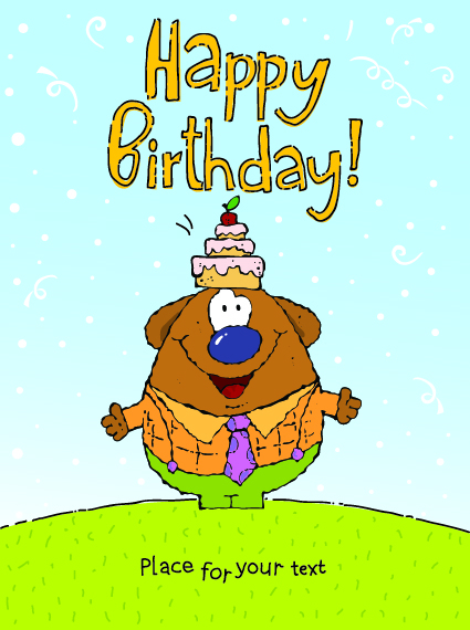 Funny cartoon birthday cards vector 02
