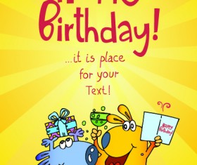 Funny cartoon birthday cards vector 04