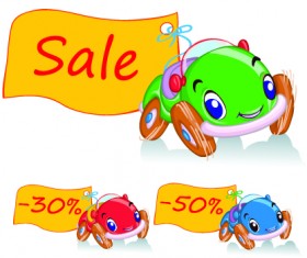 Tag car cartoon vector set 01