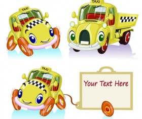 Tag car cartoon vector set 03