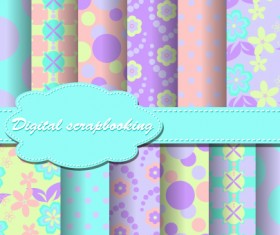 Set of Flower paper for scrapbook vector material 01