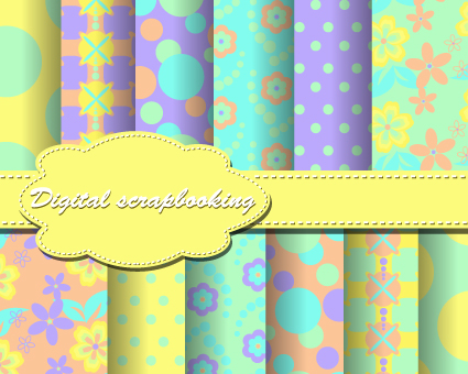 Set of Flower paper for scrapbook vector material 05